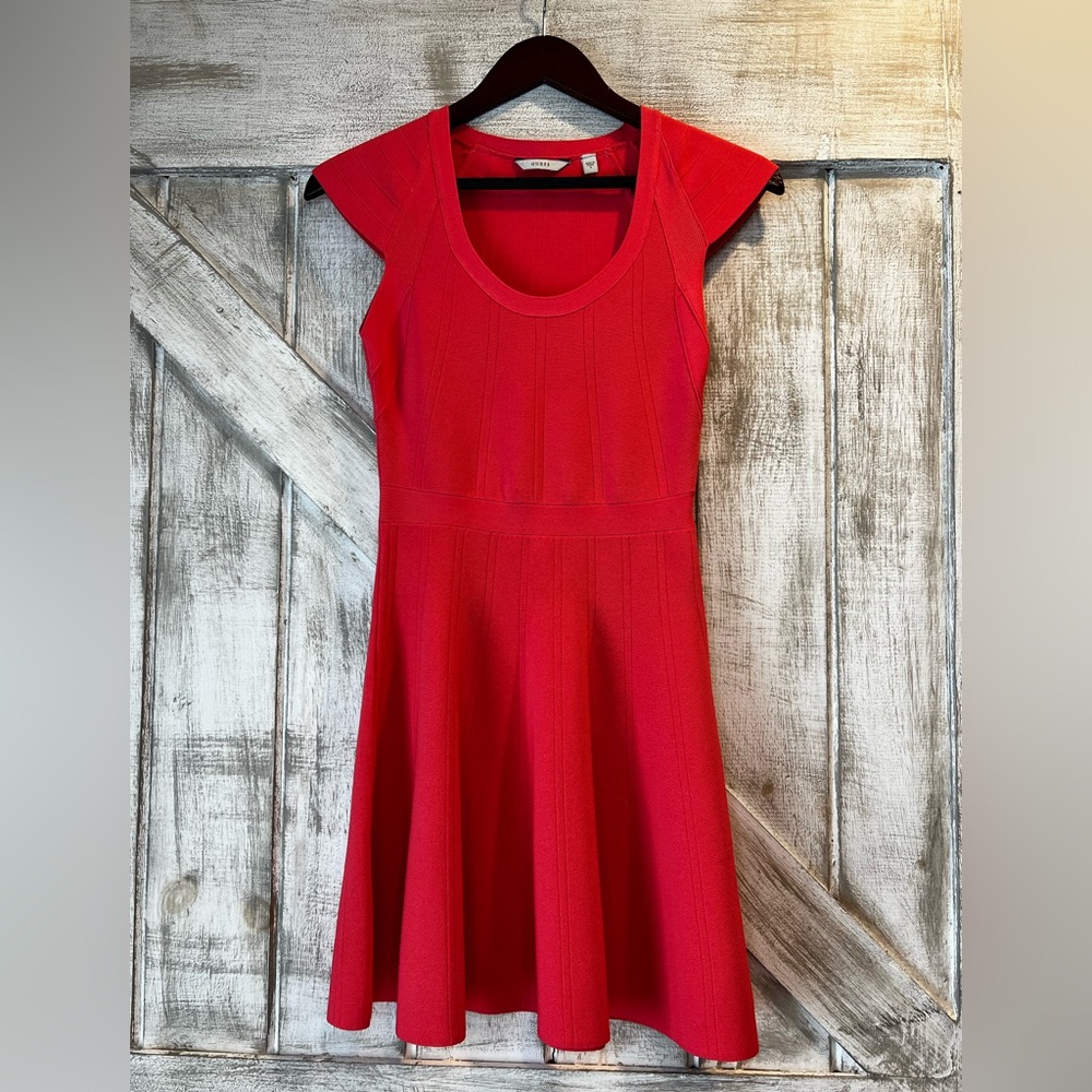 NWOT‎ Guess Coral Jaquard A-line dress size S